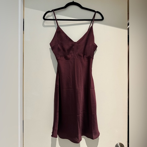 Abercrombie & Fitch Satin Slip Mini Dress; color Maroon; size XS - Picture 2 of 8